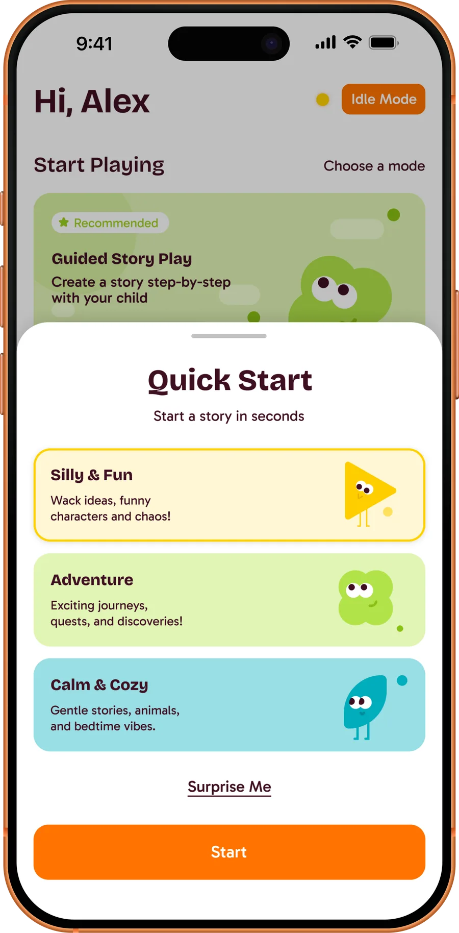 Quick Start: three moods and a Surprise Me — a story in seconds