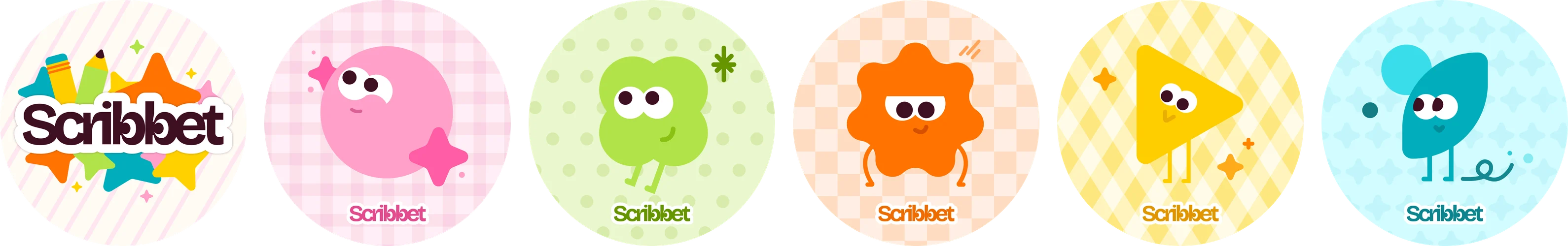 Fig. 11 — Six stickers: the wordmark and the five