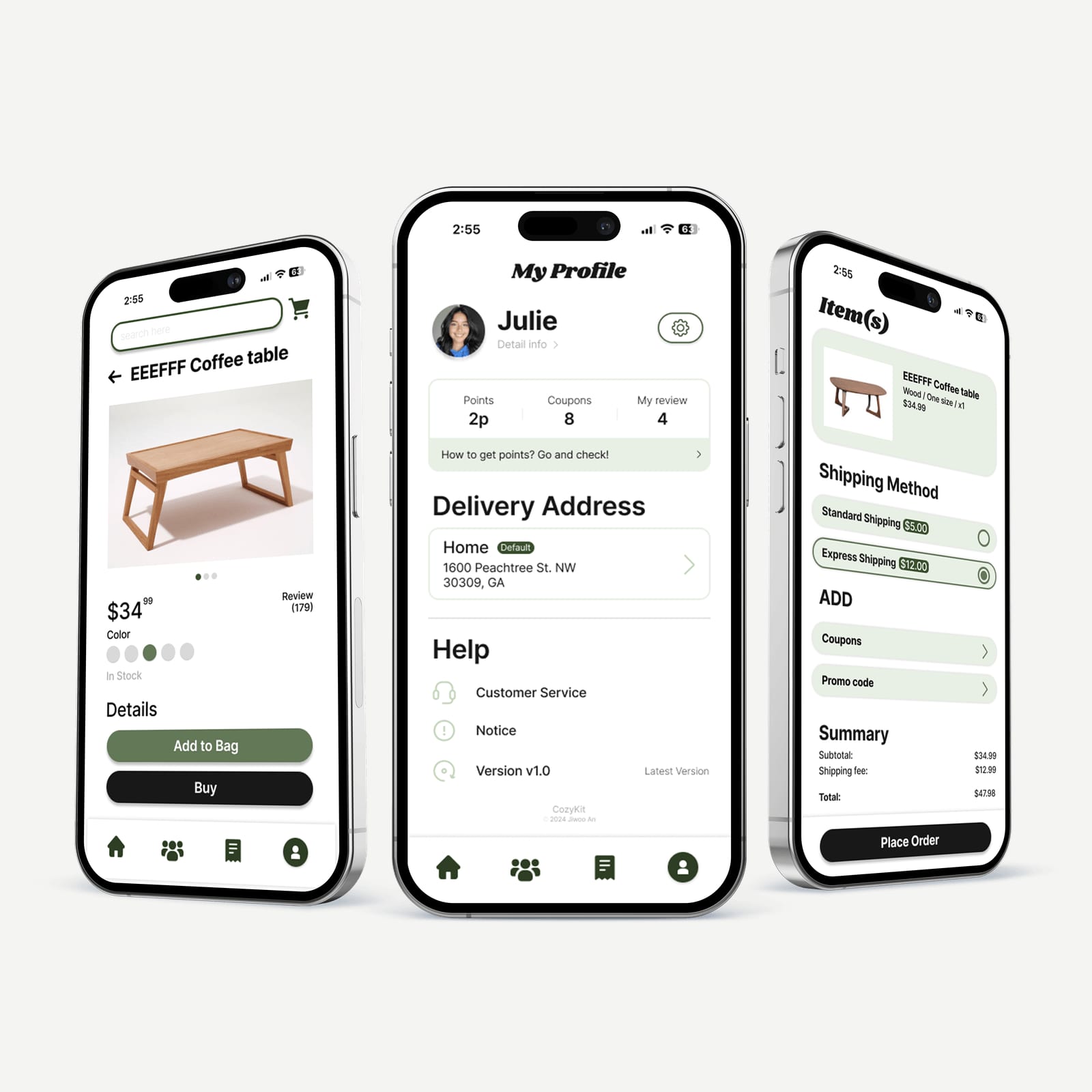 Fig. 04 — Furniture shop: profile, delivery, help